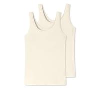 Schiesser Ladies 2 Pack Underwear Camisole M, Cream-Coloured, M