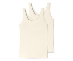Schiesser Ladies 2 Pack Underwear Camisole M, Cream-Coloured, M