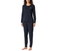 Schiesser Ladies Long Cotton Pyjamas Nightwear Night Blue, Midnight Blue_183206, 18