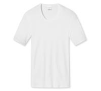 Schiesser Men 1/2 Arm T-Shirt - Cotton Basic, Fine Rib, Double Rib, White