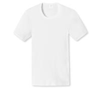 Schiesser Men 1/2 Arm T-Shirt - Cotton Basic, Fine Rib, Double Rib, White