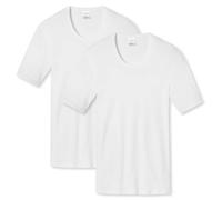 Schiesser Men Undershirts 2-Pack - 1/2 Arm, Cotton Essentials, Fine Ribbed