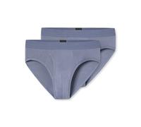 Schiesser Men's 2 Pack Rio Briefs Fine Rib Essentials, blue grey, XL