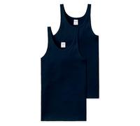 Schiesser Men's 2 Pack Sleeveless Vest-Essential Fine Rib Underwear, Navy_205144, Medium (Pack of 2)