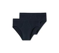 Schiesser Men's 2 Pack Sports Briefs with Fly-Essential Fine Rib Underwear, Navy_205159, 8
