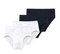 Schiesser Men's Briefs 4 Pack - Fine Rib, Sports Brief, Cotton Essentials