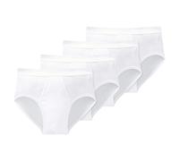 Schiesser Mens Briefs 4-Pack White Cotton Essentials, Classic