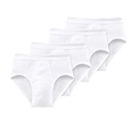 Schiesser Men's Briefs 4er Pack - Fine Rib, Sport Brief, Cotton Essentials, Wei