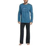 Schiesser Men's Essentials Suit Long 2-Piece Pyjamas, Blue (Petrol 811), 48