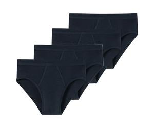 Schiesser Men's Fine Rib Briefs with Fly, White, Pack of 4, Blue (815), XL