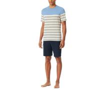 Schiesser Men's Herren Schlafanzug Kurz Rundhals-Casual Essentials Pajama Set, Pacific Blue_182602, 58 (EU)