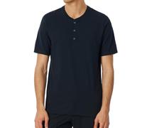 Schiesser Men's Herren Schlafshirt Kurzarm mit Knopfleiste Bio-Baumwolle-Mix + Relax Pajama Top, Midnight Blue_182516, 52