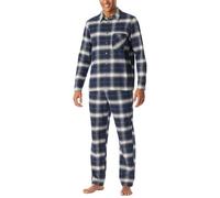 Schiesser Men's Long Pyjamas with Button Placket Flannel Nightwear Set Pyjama Set, Midnight blue_182029, 42