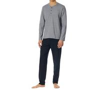Schiesser Men's Long Pyjamas with Button Placket - Nightwear Set, Midnight blue_182515, 48 cm