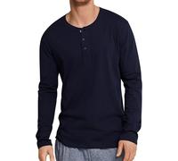 Schiesser Men's Long-Sleeved Sleep Shirt with Button Placket - Mix + Relax