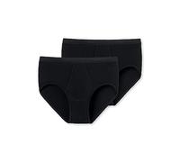Schiesser Men's Pack of 2 Sports Briefs with Fly-Original fine Rib Underwear, Black_005136, S