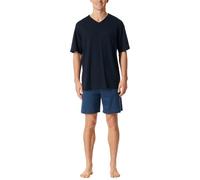 Schiesser Men's Short V-Neck Nightwear Set, Atlantic Blue_181153, 54, Atlantic Blue_181153, 44