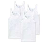 Schiesser Men's Sleeveless Undershirt 4-Pack Cotton Essentials Fein Rib