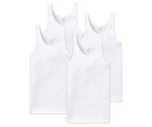 Schiesser Men's Sleeveless Undershirt 4-Pack Cotton Essentials Fein Rib