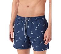 Schiesser Men's Swimming Shorts, Dark Blue Patterned, M