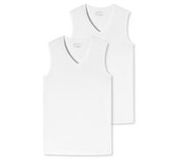 Schiesser Men's 2 Pack V-Neck Vest with Wide Shoulder Organic Cotton - 95/5 Organic