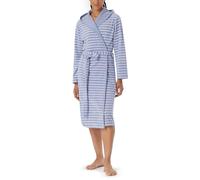 Schiesser Women's Hooded Terry Towelling Bathrobe 110 cm Length Cotton Patterned, Grey 181535, M