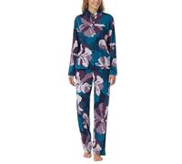 Schiesser Women's Long Flannel Pyjamas, 100% Cotton, Buttoned - Winter Pajama Set
