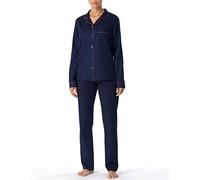 Schiesser Women's Long Pyjamas Pajama Set, darkblue, 44