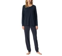 Schiesser Women's Schlafanzug Lang mit Bündchen Baumwolle-Nightwear Pajama Set, Midnight Blue_181987, 10