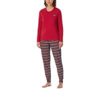 Schiesser Women's Long Pyjamas with Cuffs, Cotton, Nightwear Pajama Set, Red_182119, 10