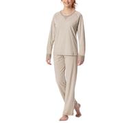 Schiesser Women's Long Soft Cotton Pyjama Set, Nightwear Pajama, Natur_181905, 18