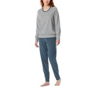 Schiesser Women's Long Terry Cloth Pyjamas Warm Cuddly Feel Good-Nightwear Pajama Set, Denim Blue_181968, UK 14