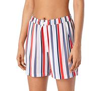 Schiesser Women's Mix & Relax Woven Trousers Short Pajama Bottom, Opaque, Red and Blue Stripes, 36