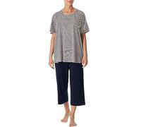 Schiesser Women's Pyjama Set 3/4 Long Short Cotton Modal Nightwear Pajama, Opaque, Dark Blue Patterned_179253, 40