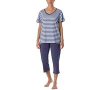 Schiesser Women's Pyjamas 3/4, 1/2 Sleeves Pajama Set, Opaque, Blue Striped, 38