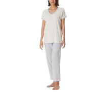 Schiesser Women's Pyjamas 7/8 Long Cotton Modal Mix-Nightwear Pajama Set, Creme_181241, 36