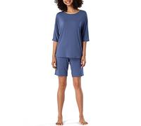 Schiesser Women's Short Pyjamas Pajama Set, Opaque, Blue, 36