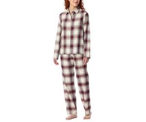 Schiesser X-Mas Women's Long Pyjamas with Button Placket Soft Cotton Woven X-Mas Gifting Sets Pyjama Set, Multicolor 1_182122, 20