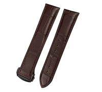 SCHIK 18mm 19mm 20mm 21mm 22mm Crocodile Cowhide Watch Band for Omega Seamaster 300 Speedmaster DE VILLE AT150 Bracelet(Brown Black,20mm)