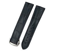 SCHIK 18mm 19mm 20mm 21mm 22mm Crocodile Cowhide Watch Band for Omega Seamaster 300 Speedmaster DE VILLE AT150 Bracelet(Blue Silver,20mm)