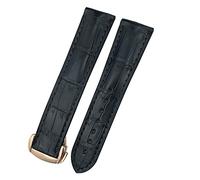 SCHIK 18mm 19mm 20mm 21mm 22mm Crocodile Cowhide Watch Band for Omega Seamaster 300 Speedmaster DE VILLE AT150 Bracelet(Blue Rose Golden,21mm)