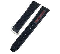 SCHIK 18mm 19mm 21mm 22mm Rubber Silicone Watchband 20mm For Omega Moonwatch Speedmaster Seamaster 300 Planet Ocean AT150 Soft Watch Strap(Black Red 1,21mm)