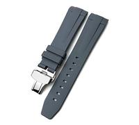 SCHIK 19mm 20mm 21mm Rubber Silicone Watchband Fit， For Longines Conquest HydroConquest L3 Waterproof Watch Strap Pin/Folding buckle(Gray Folding Buckle,21mm)
