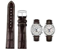 SCHIK 19mm 20mm 21mm Watch Band Cowhide Leather Butterfly Buckle watchband，For Masters Collection L3 L4 L2.628/L2.673 Series Replacement Watch Strap(Brown silver pin,19mm)