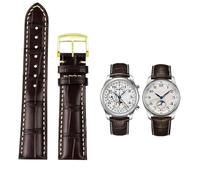 SCHIK 19mm 20mm 21mm Watch Band Cowhide Leather Butterfly Buckle watchband，For Masters Collection L3 L4 L2.628/L2.673 Series Replacement Watch Strap(Brown gold pin,21mm)