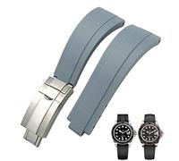 SCHIK 20mm 21mm Rubber Short Buckle Watchband Fit For Rolex Daytona Submariner Role OYSTERFLEX Yacht Master Small Wrist Silicone Strap(Gray Short Buckle,21mm)