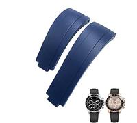 SCHIK 20mm 21mm Rubber Short Buckle Watchband Fit For Rolex Daytona Submariner Role OYSTERFLEX Yacht Master Small Wrist Silicone Strap(Blue,21mm)