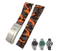 SCHIK 20mm 21mm Rubber Watch Strap Fit for Submariner Rolex Daytona GMT Seiko Hamilton Curved end Sport Watchband(Camouflage orange,21mm)