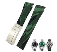 SCHIK 20mm 21mm Rubber Watch Strap Fit for Submariner Rolex Daytona GMT Seiko Hamilton Curved end Sport Watchband(Camouflage Green,21mm)