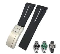 SCHIK 20mm 21mm Rubber Watch Strap Fit for Submariner Rolex Daytona GMT Seiko Hamilton Curved end Sport Watchband(Black White,21mm)